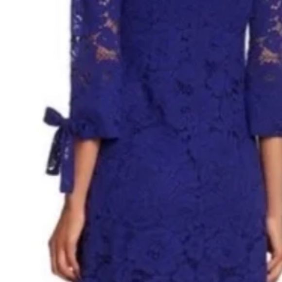 Vince Camuto Blue Lace Appliqué Tied Sleeve Dress - Picture 4 of 4